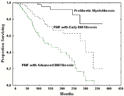 Survival-of-patients-with-primary-myelofibrosis-Patients-were-categorized-according-they